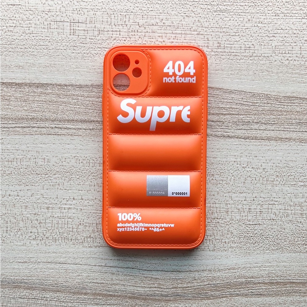 Neon Orange Supreme Puffer iPhone 11 Case
